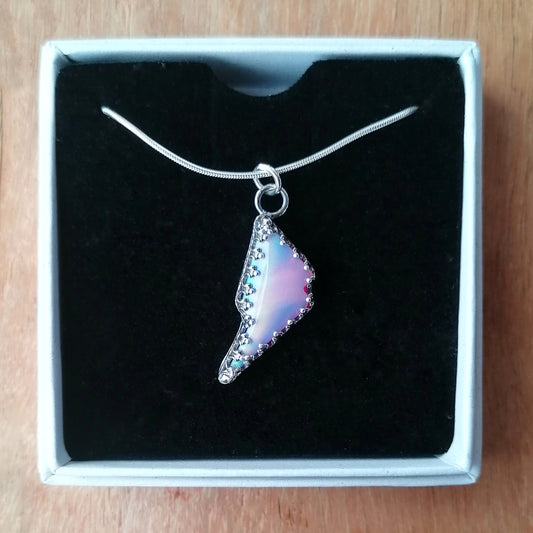 Aurora opal lightening bolt pendant - one available